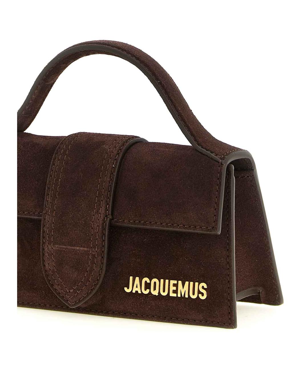 JACQUEMUS Коричневая замшевая сумка с короткими ручками, фото 3