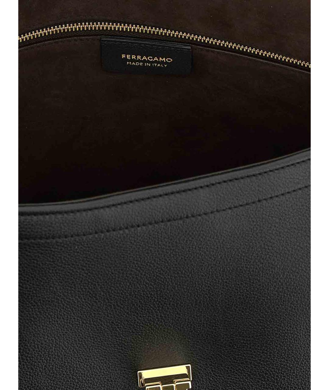 FERRAGAMO Черная кожаная сумка через плечо, фото 4