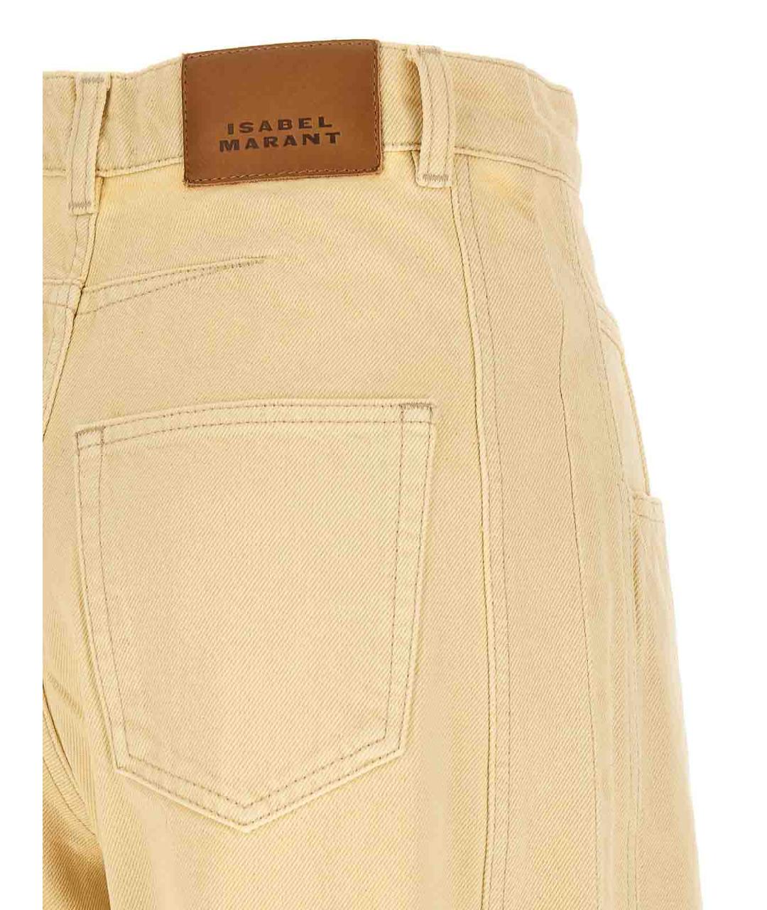ISABEL MARANT Бежевые хлопковые прямые джинсы, фото 4