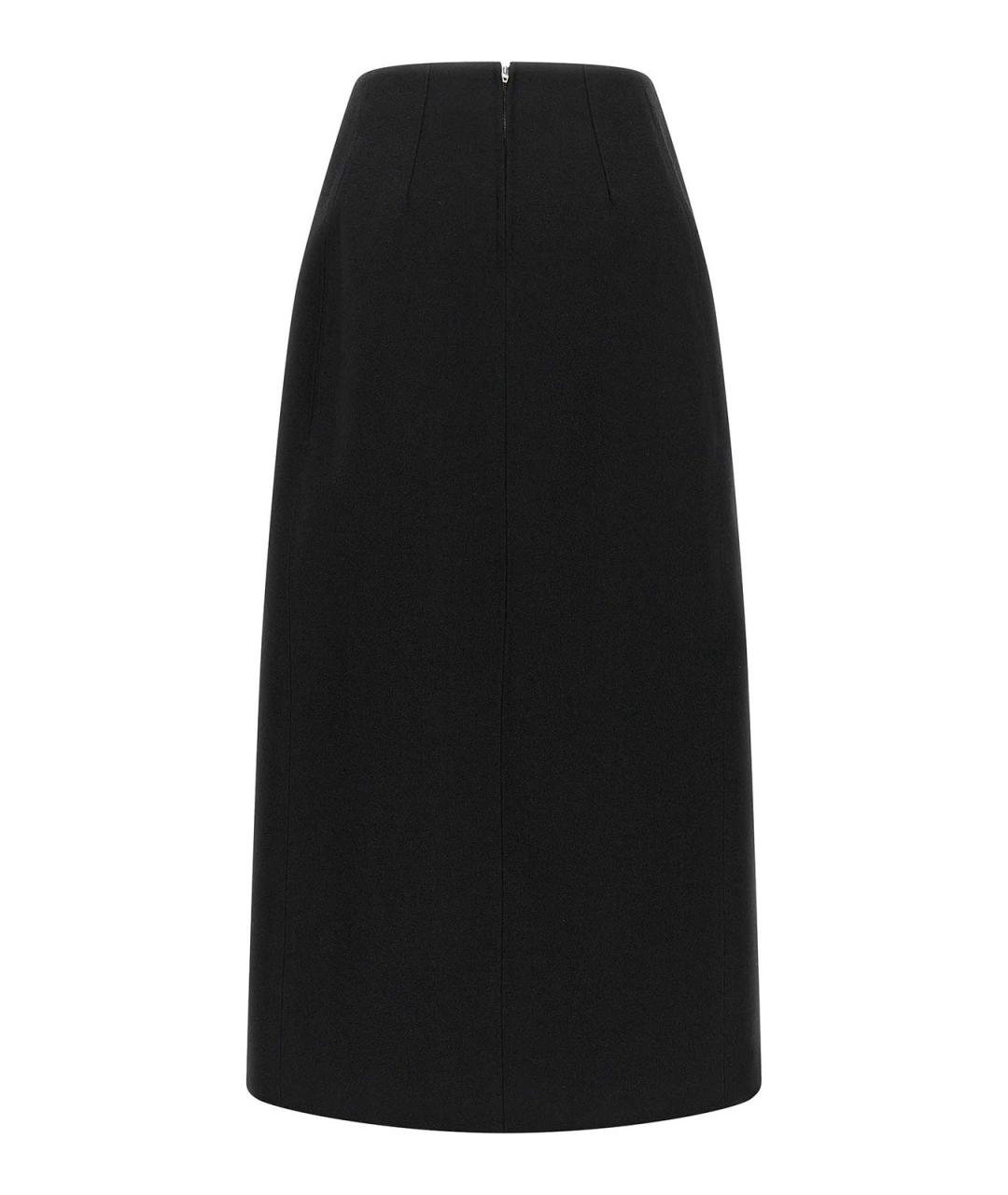JIL SANDER Черная шерстяная юбка миди, фото 2