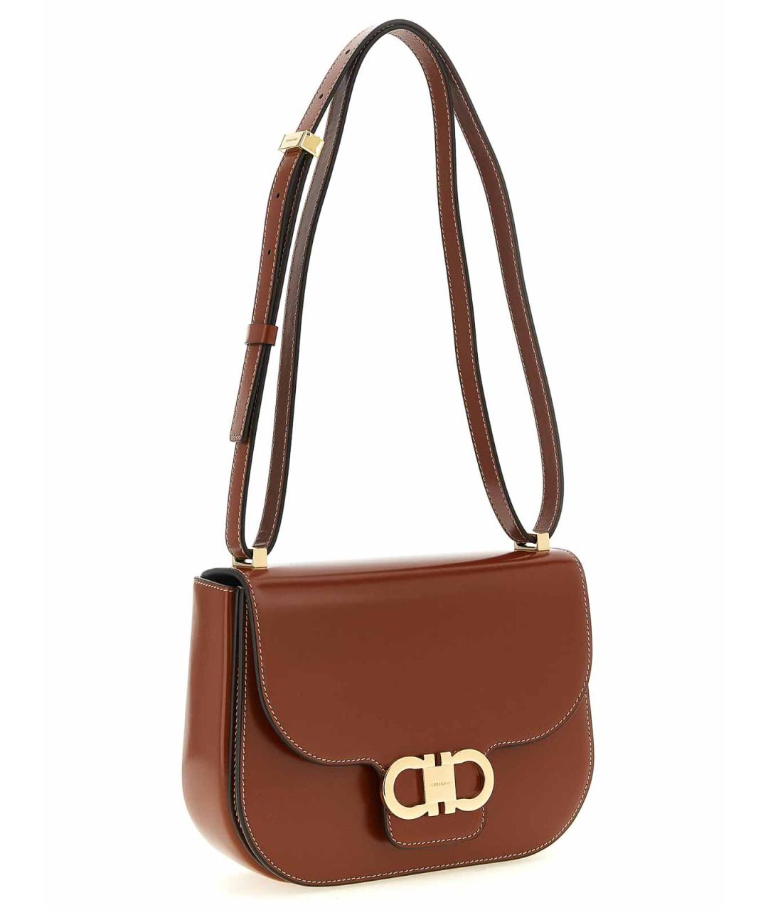 FERRAGAMO Коричневая кожаная сумка через плечо, фото 3
