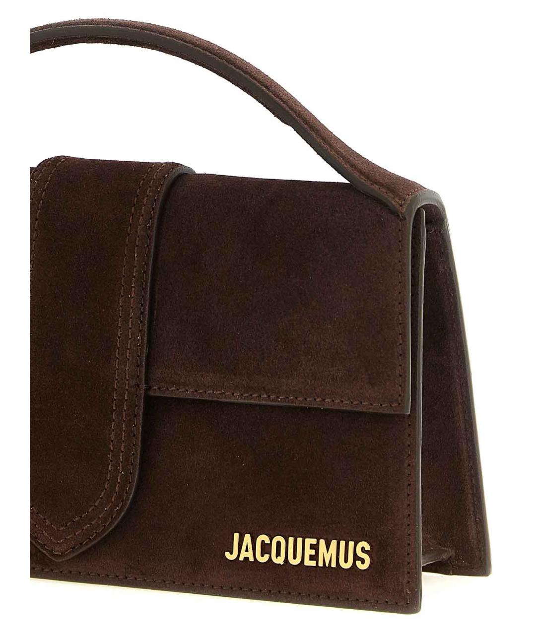 JACQUEMUS Коричневая замшевая сумка с короткими ручками, фото 3