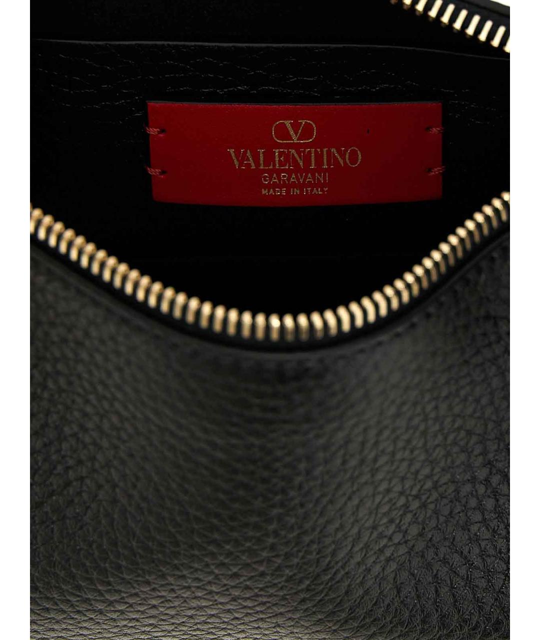 VALENTINO Черная кожаная сумка через плечо, фото 4