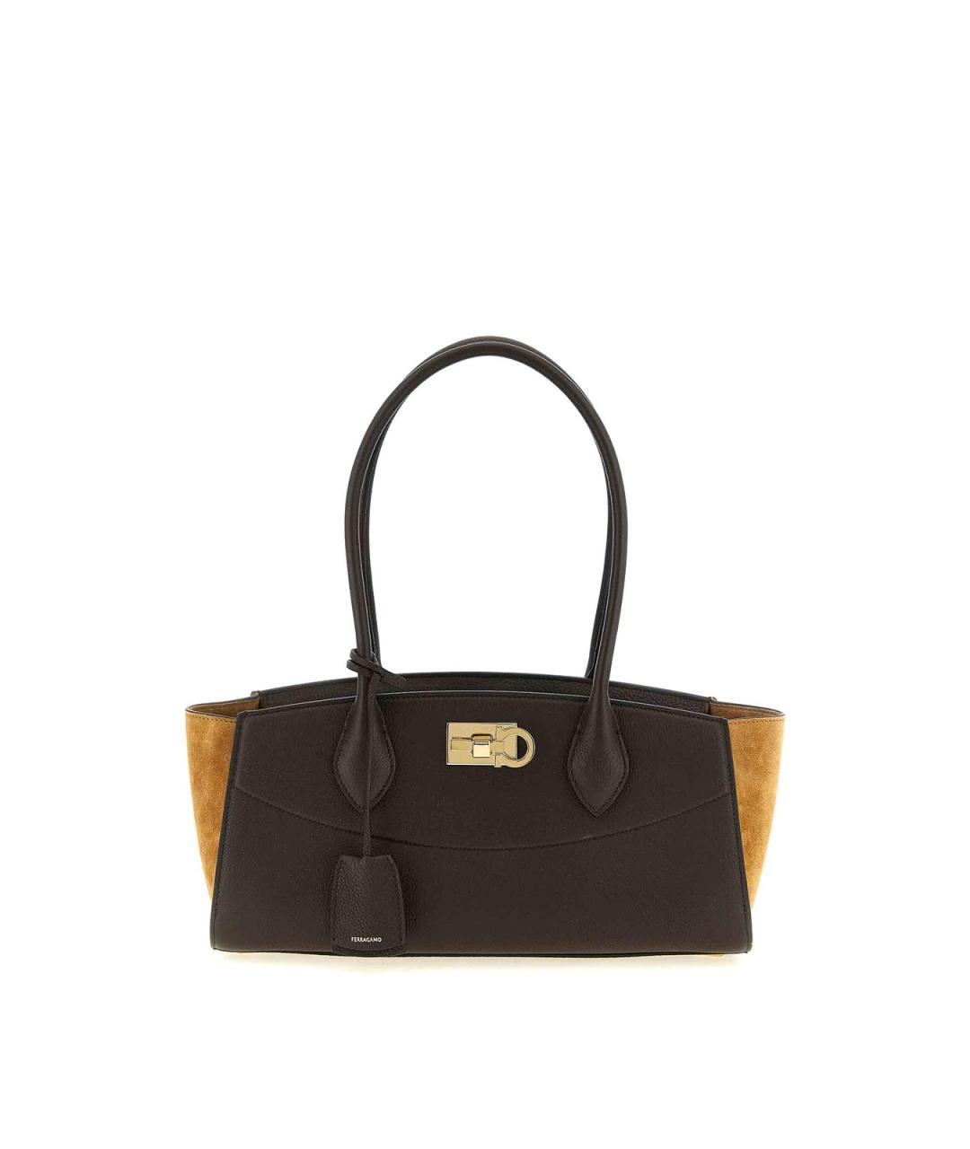 FERRAGAMO Коричневая кожаная сумка через плечо, фото 1