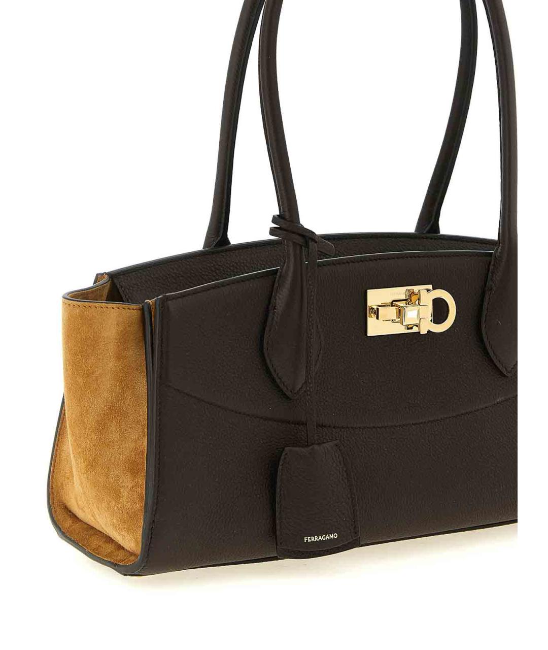 FERRAGAMO Коричневая кожаная сумка через плечо, фото 3