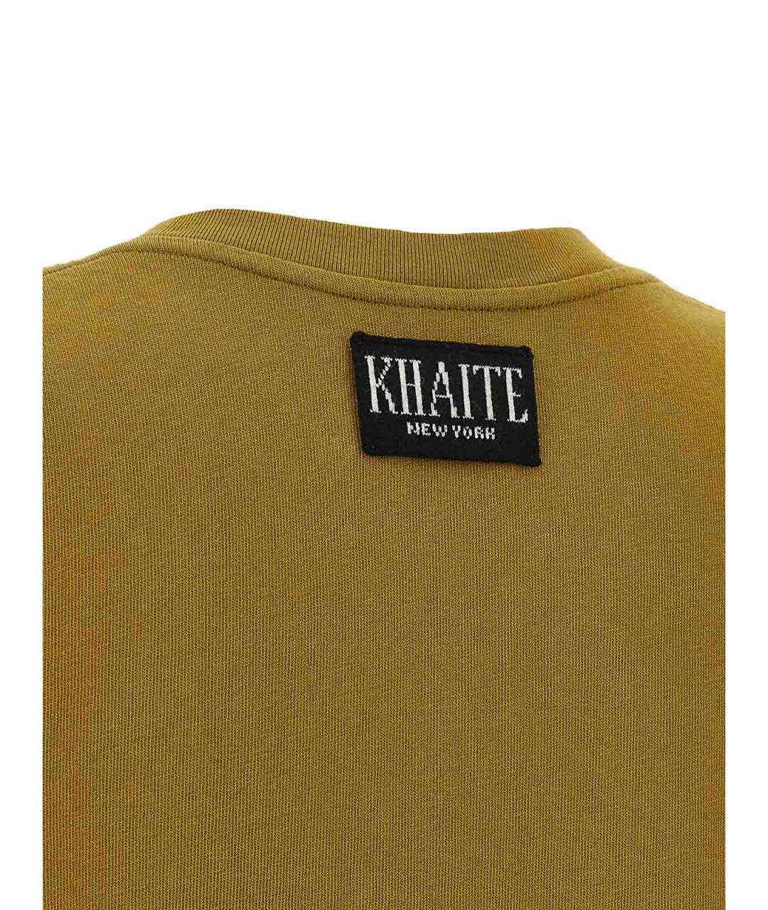KHAITE Горчичная хлопковая футболка, фото 4