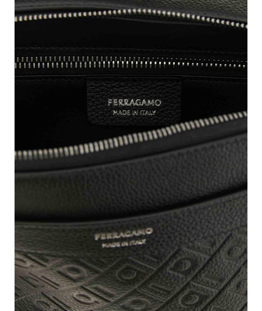 FERRAGAMO Черная кожаная сумка на плечо, фото 4