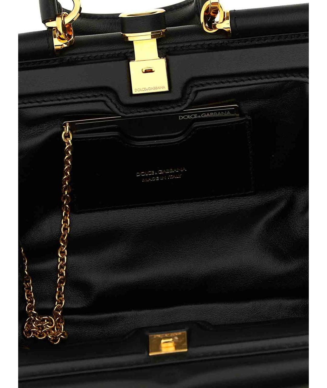 DOLCE&GABBANA Черная кожаная сумка тоут, фото 4