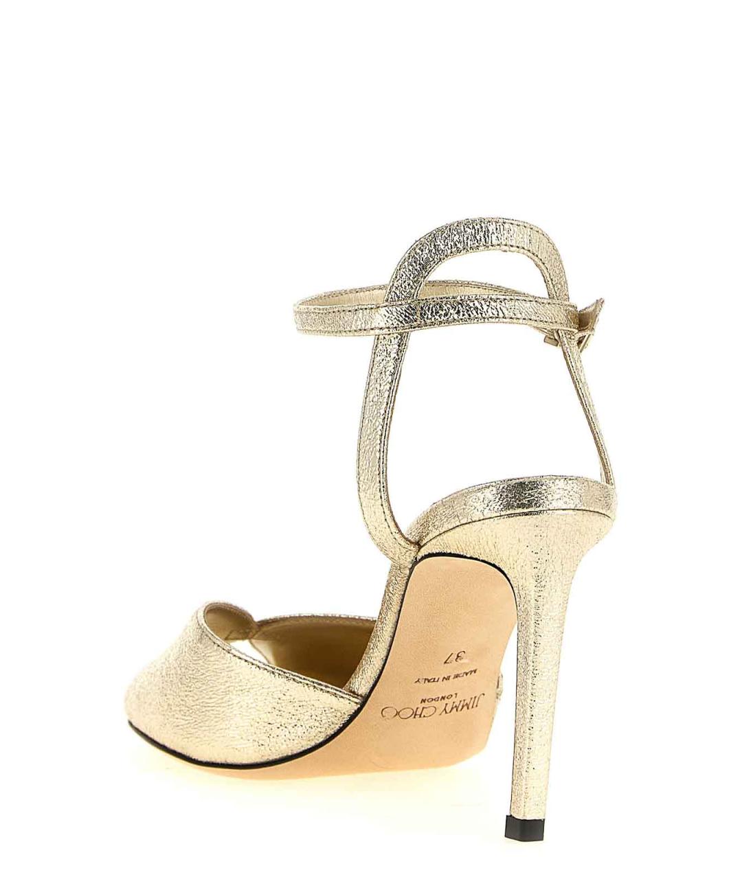 JIMMY CHOO Золотые кожаные босоножки, фото 3