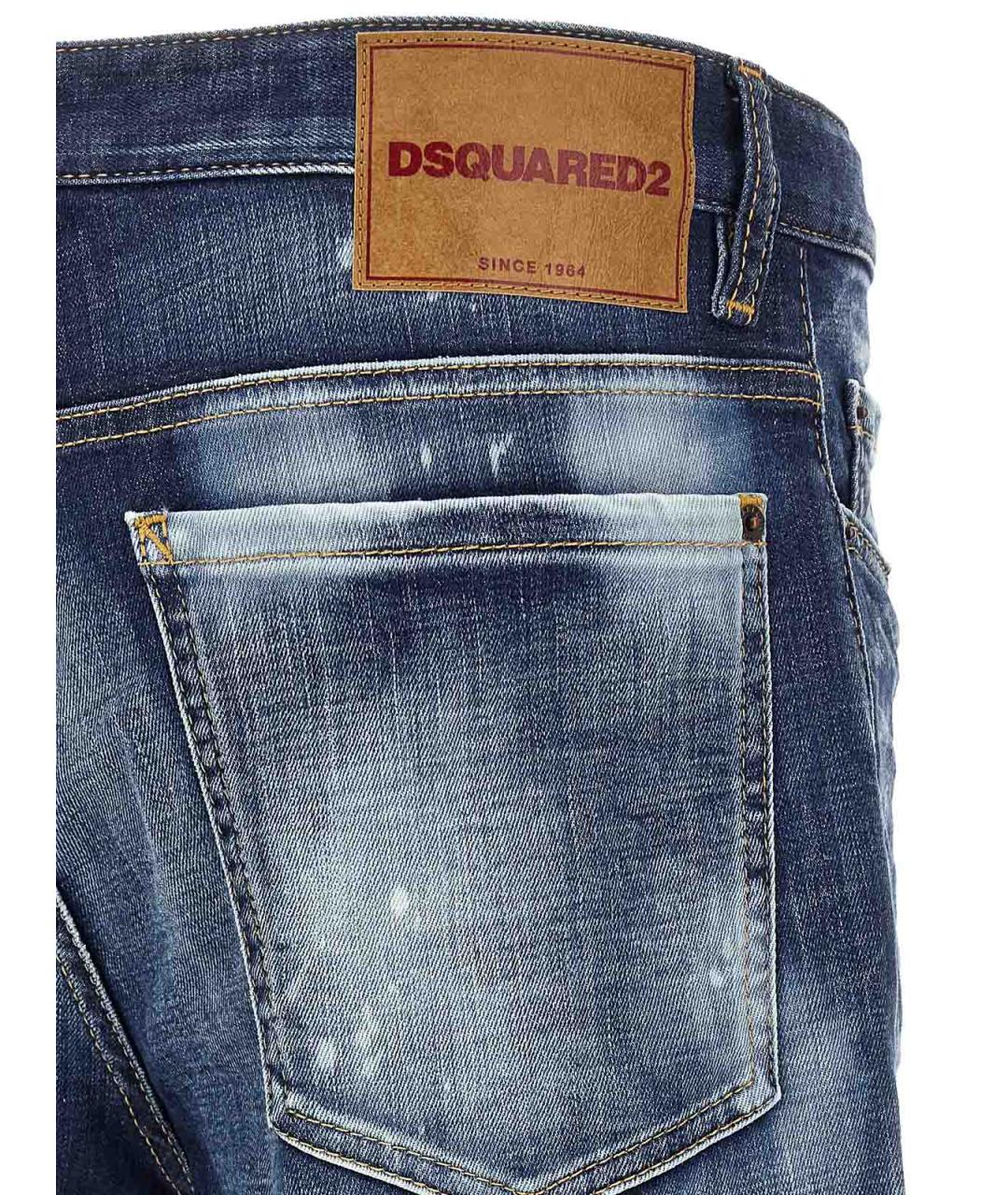 DSQUARED2 Синие хлопковые прямые джинсы, фото 4