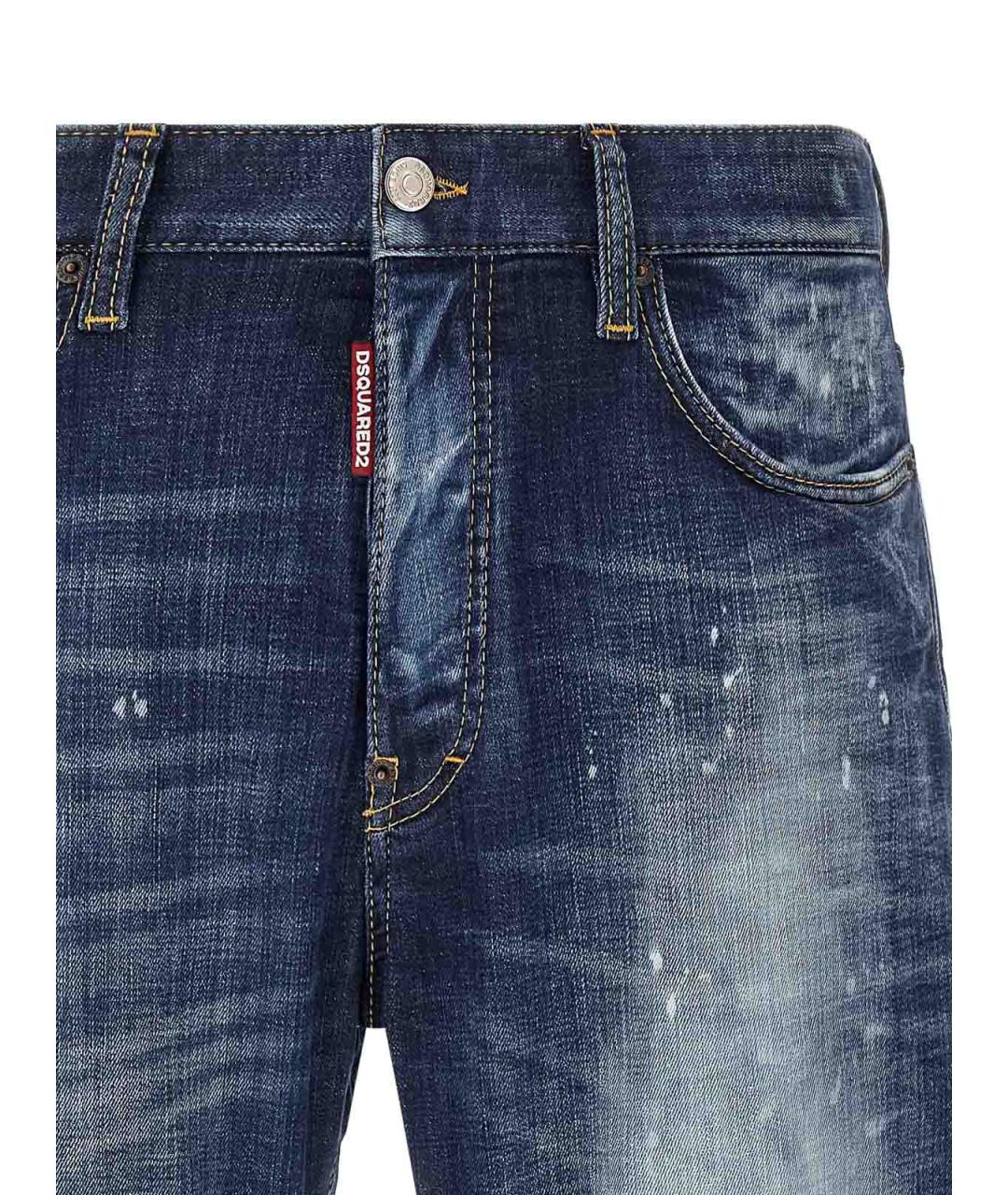 DSQUARED2 Синие хлопковые прямые джинсы, фото 3