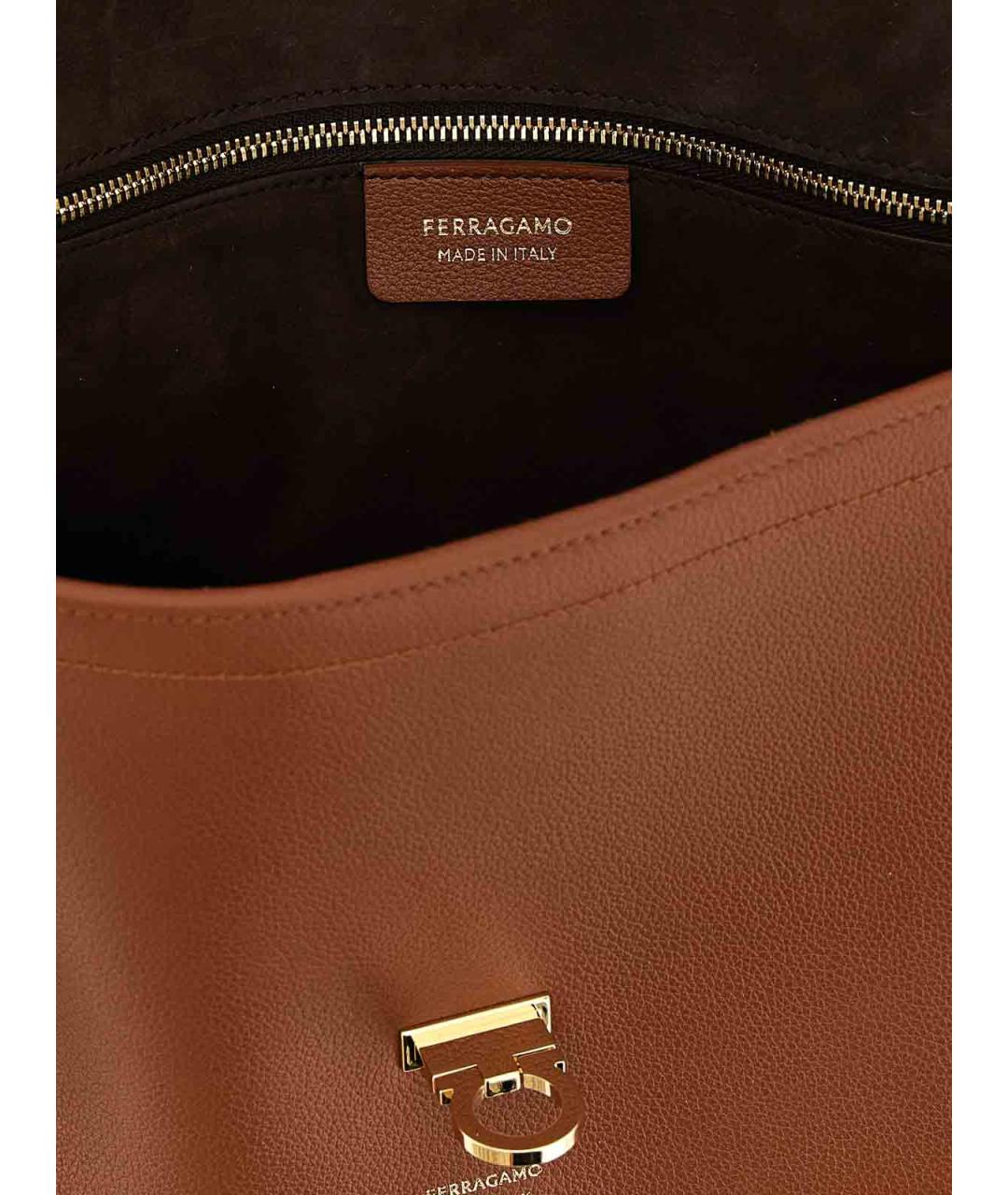 FERRAGAMO Коричневая кожаная сумка через плечо, фото 4