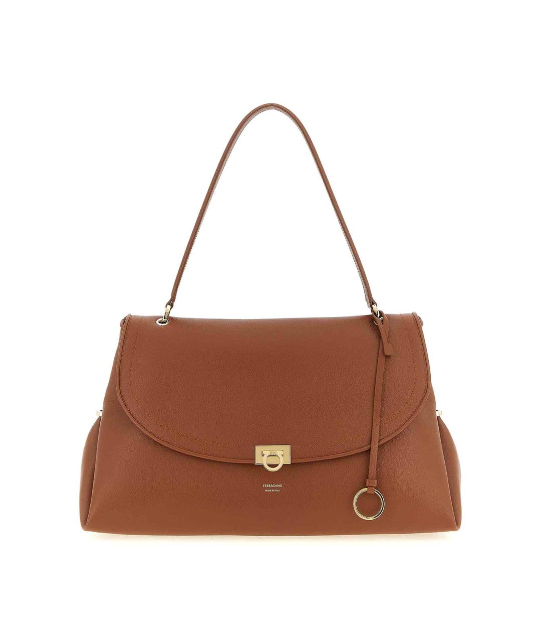 FERRAGAMO Коричневая кожаная сумка через плечо, фото 1