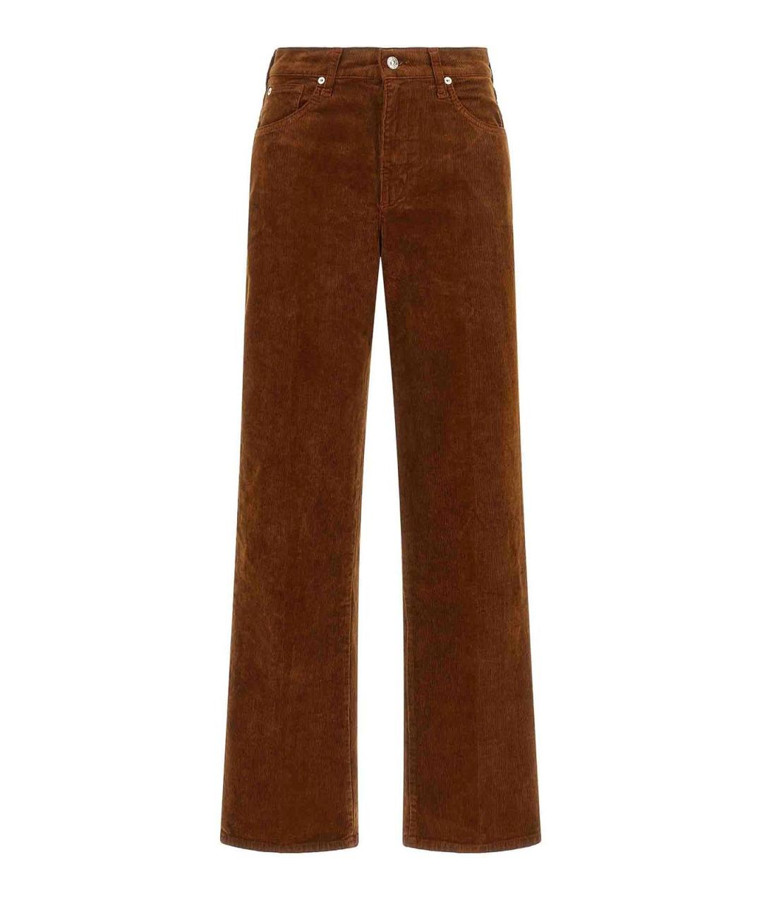 7 FOR ALL MANKIND Коричневые бархатные прямые брюки, фото 1