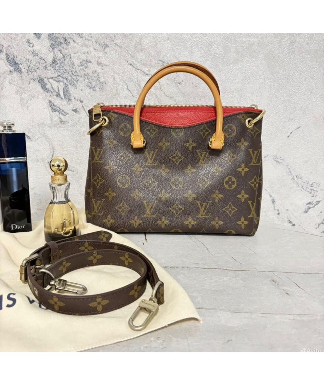 LOUIS VUITTON Коричневая кожаная сумка через плечо, фото 9
