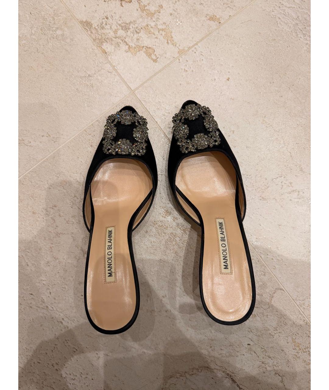 MANOLO BLAHNIK Черные бархатные мюли, фото 3