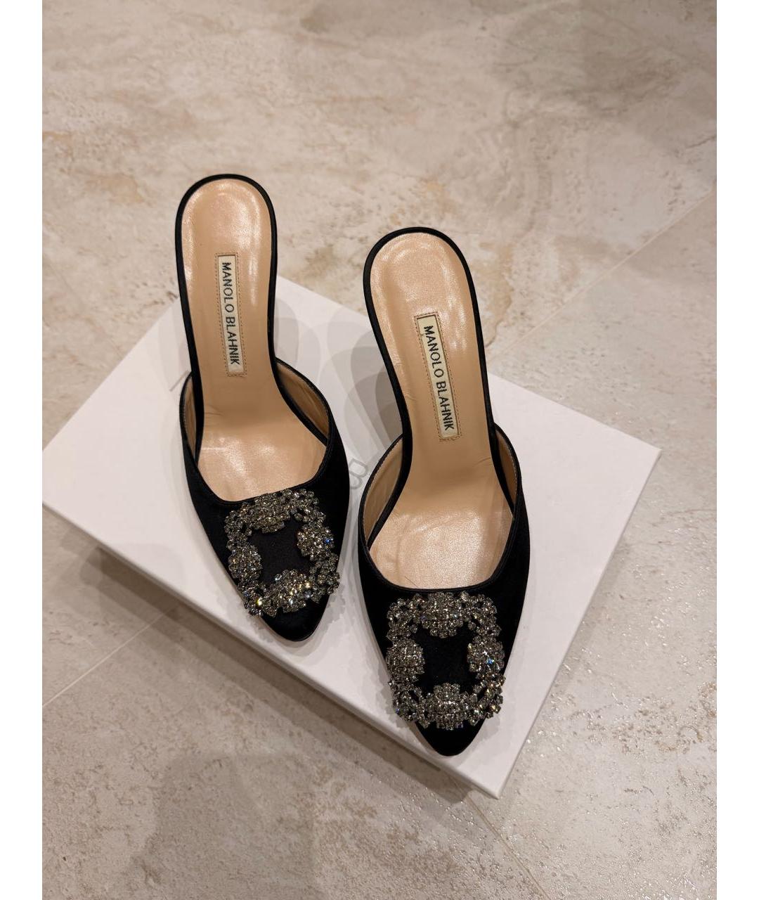 MANOLO BLAHNIK Черные бархатные мюли, фото 2