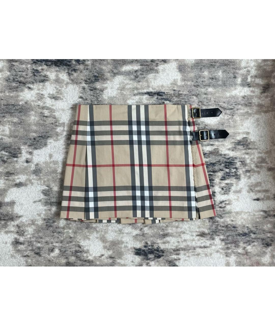 BURBERRY Бежевая хлопковая юбка мини, фото 2