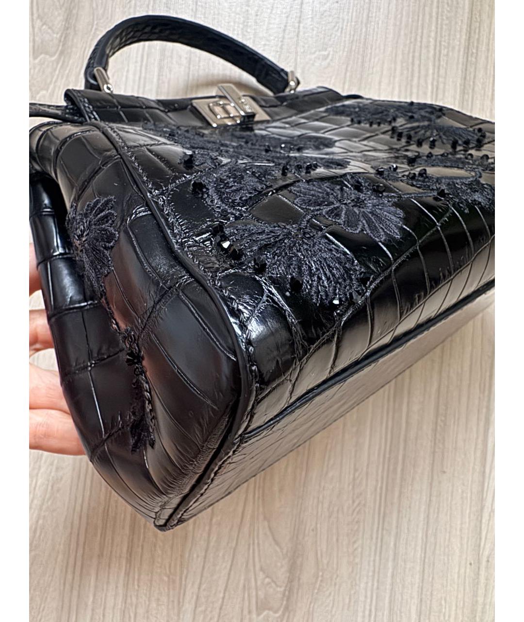 FENDI Сумка с короткими ручками из кожи крокодила, фото 4