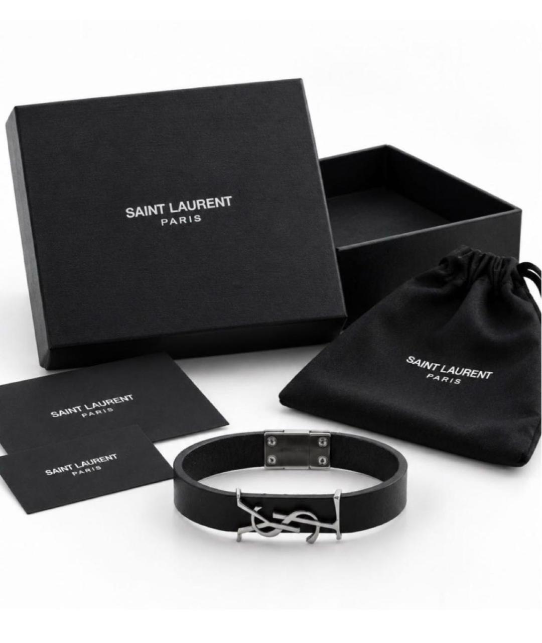 SAINT LAURENT Черный браслет, фото 3