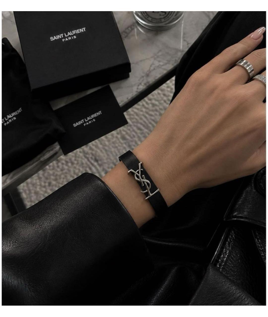 SAINT LAURENT Черный браслет, фото 2