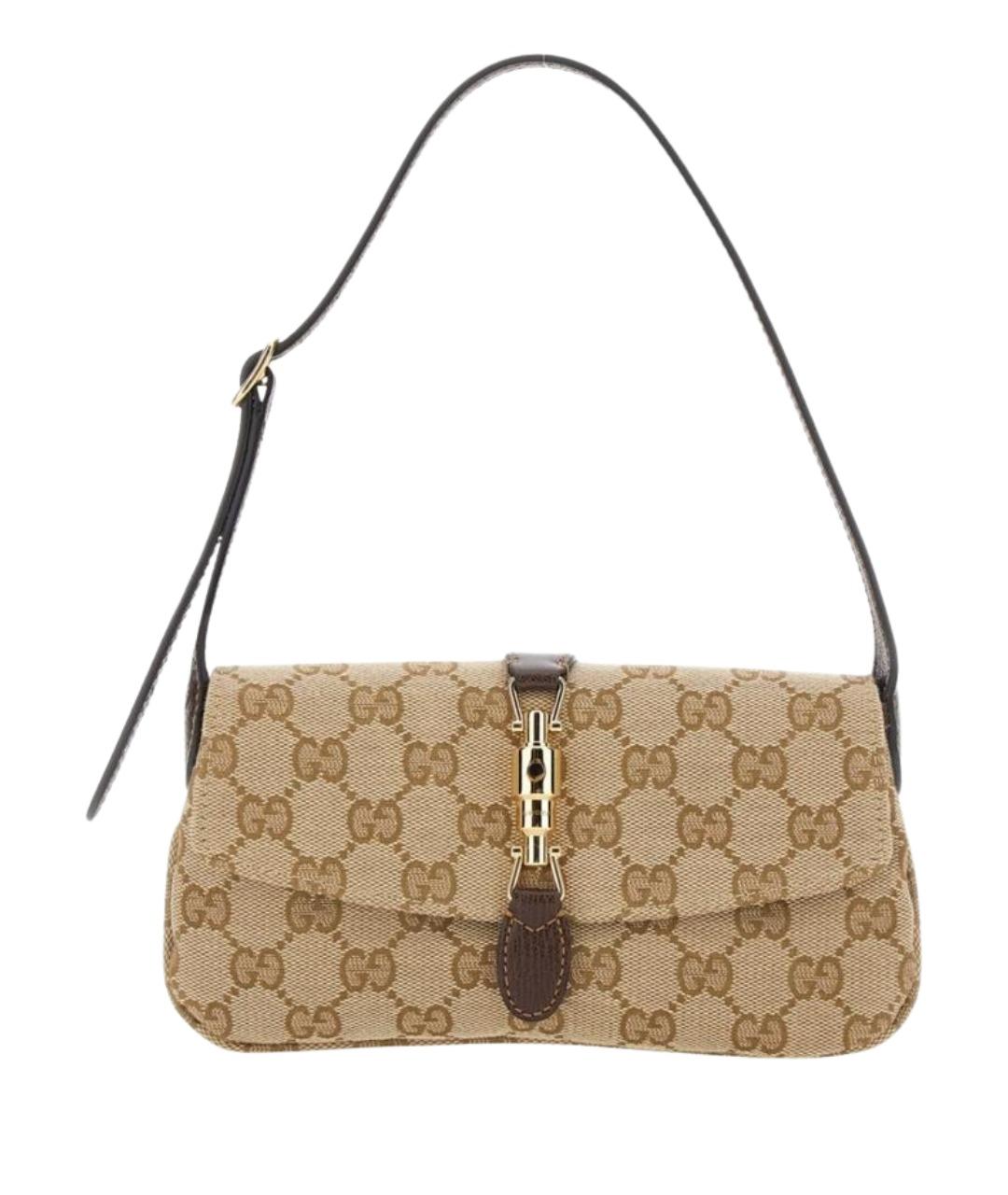 GUCCI Бежевая сумка через плечо из канвы, фото 1