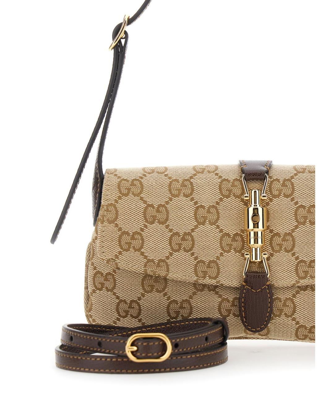 GUCCI Бежевая сумка через плечо из канвы, фото 4