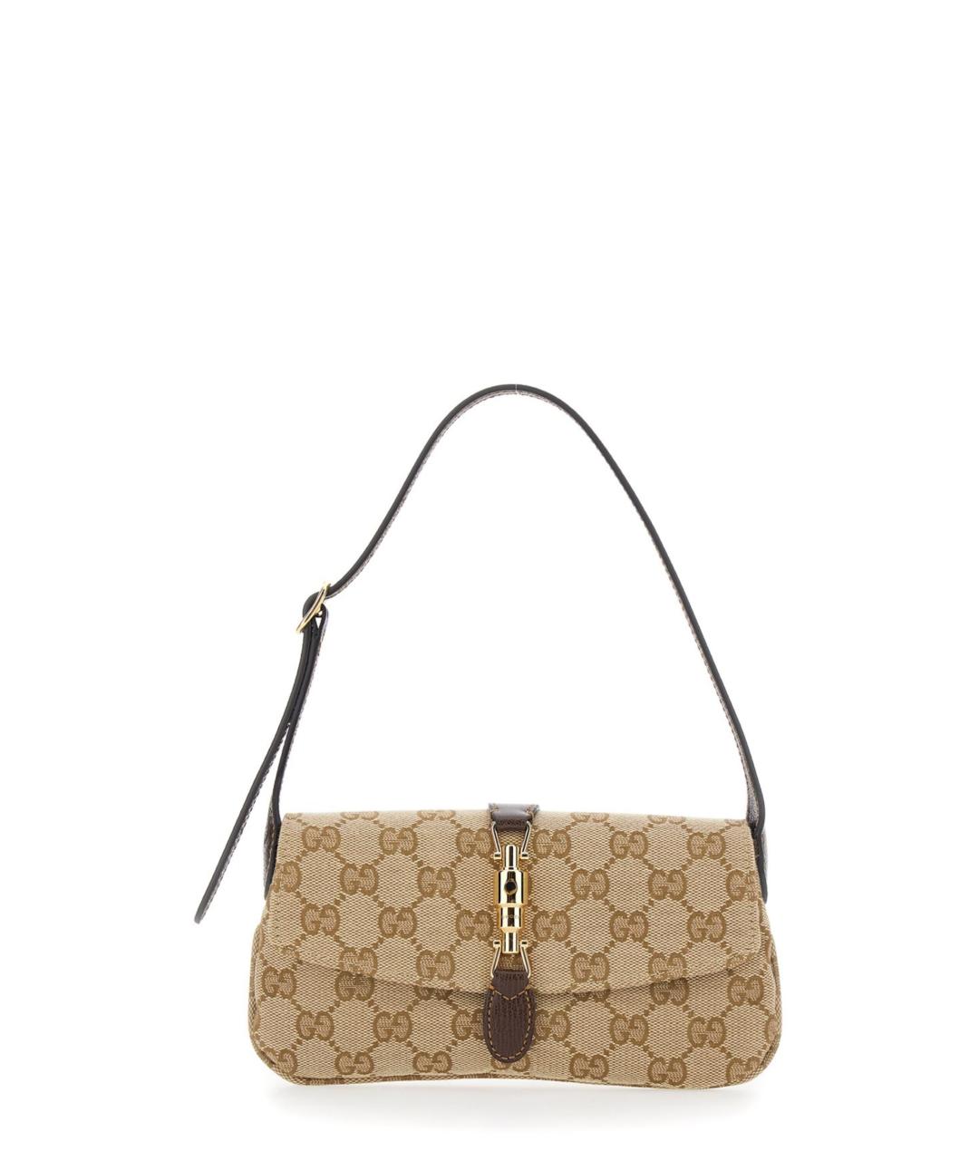 GUCCI Бежевая сумка через плечо из канвы, фото 5