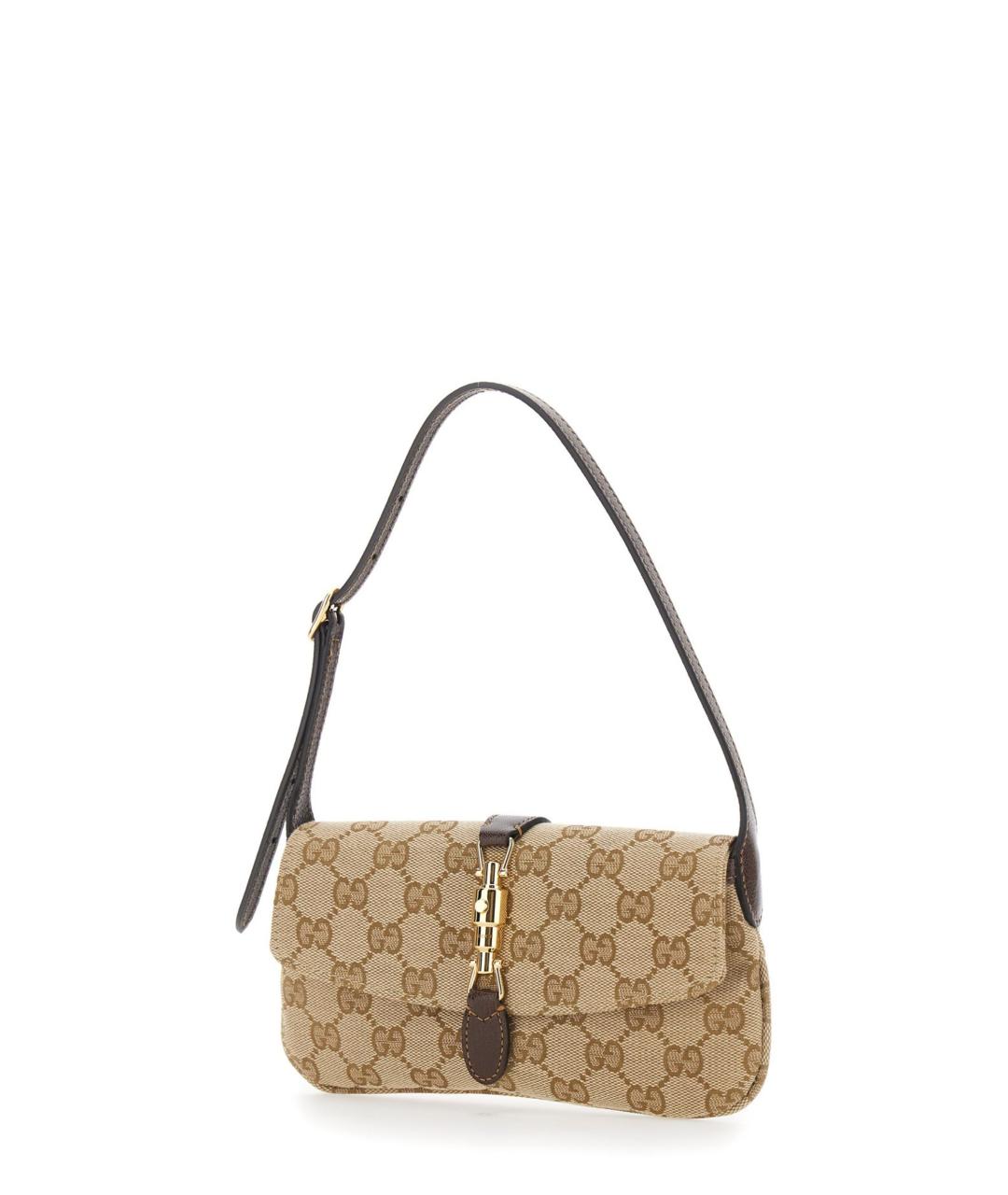 GUCCI Бежевая сумка через плечо из канвы, фото 2
