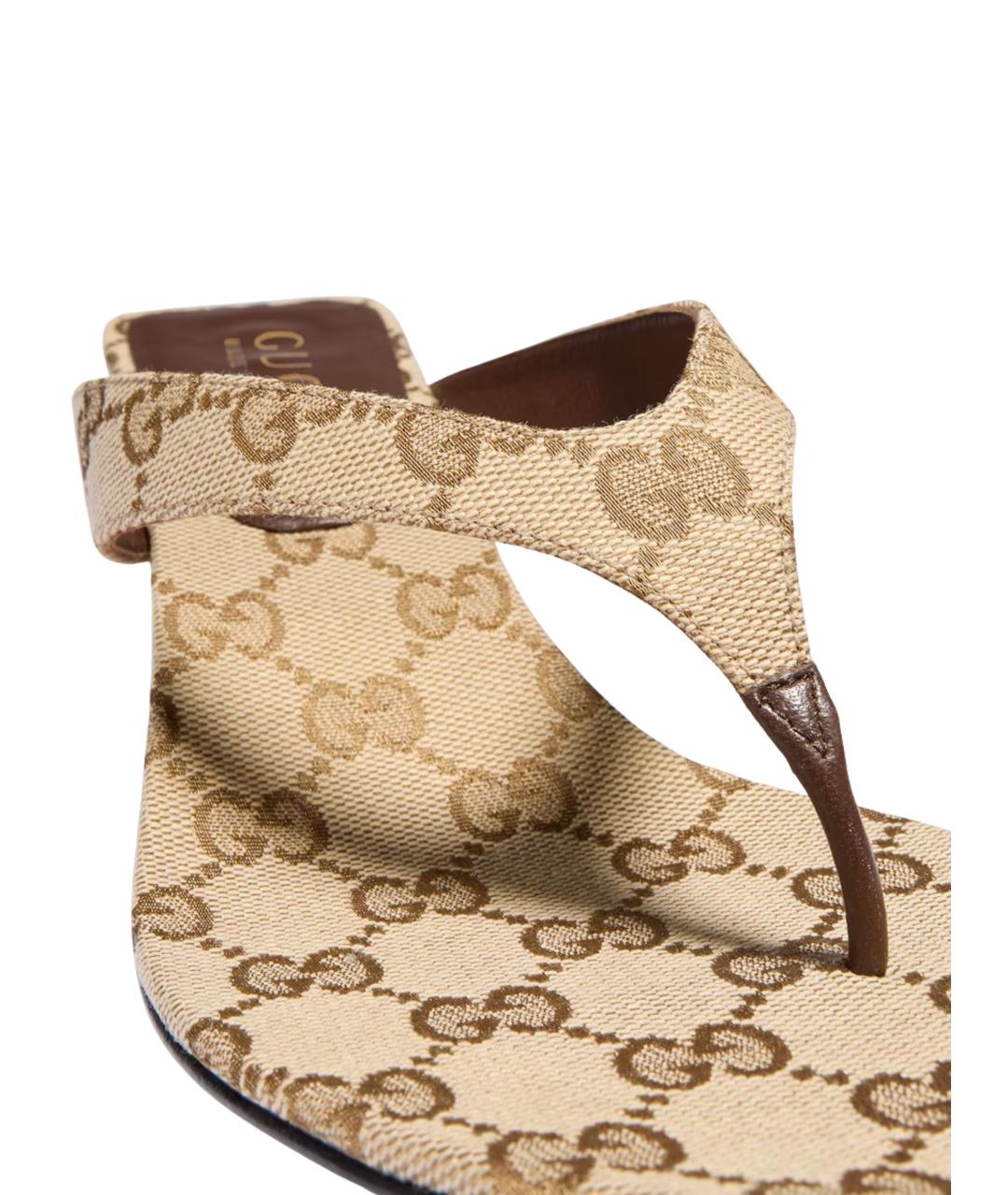 GUCCI Бежевые текстильные мюли, фото 3