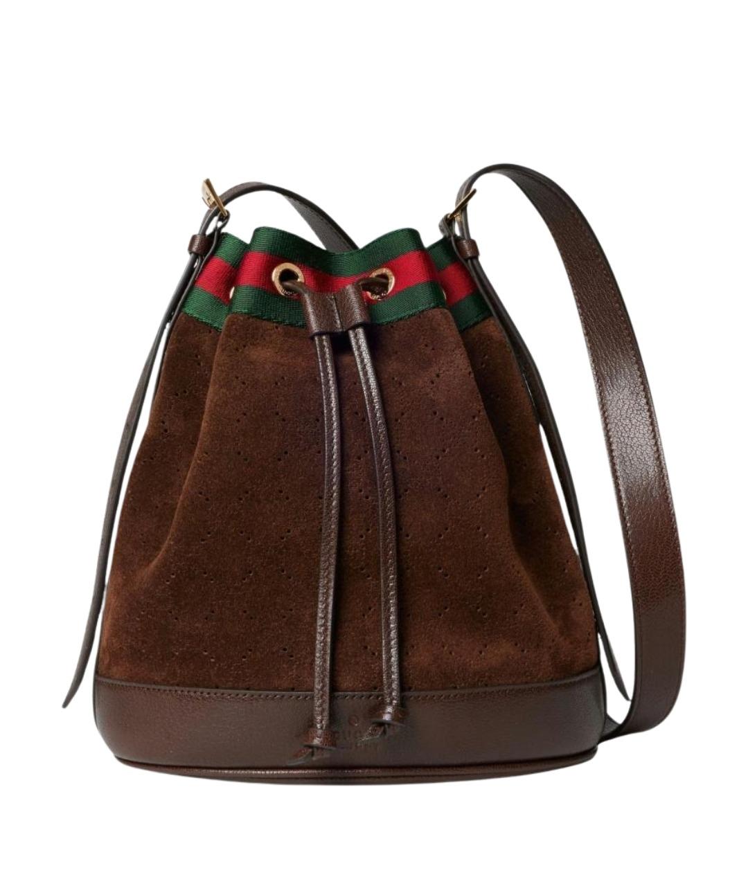 GUCCI Коричневая замшевая сумка через плечо, фото 1