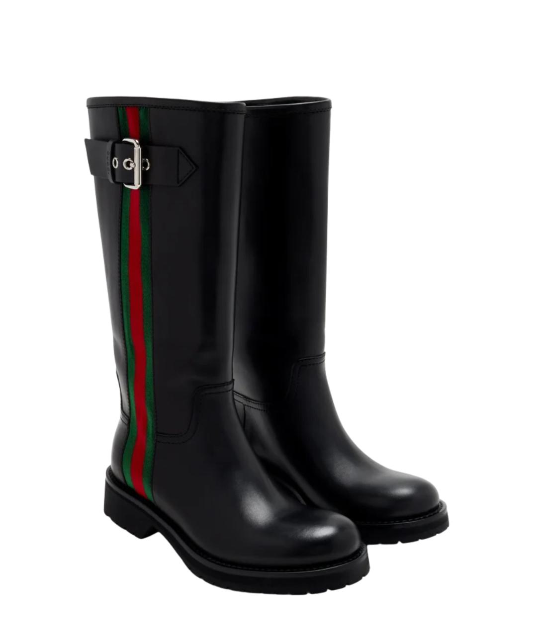 GUCCI Черные кожаные сапоги, фото 2