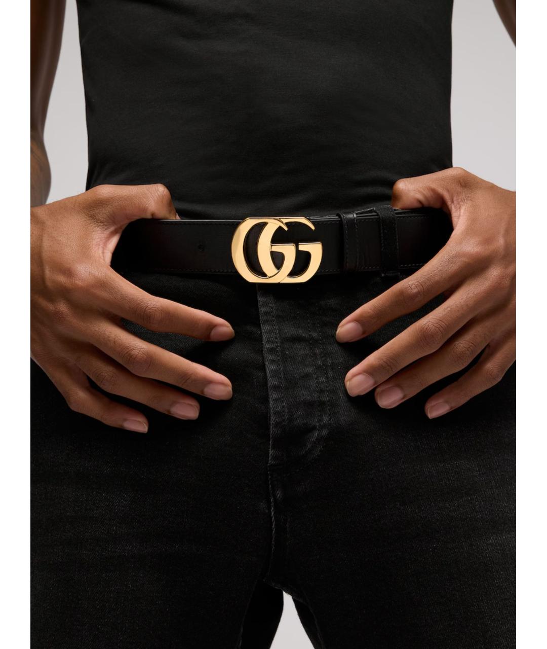 GUCCI Черный кожаный ремень, фото 3