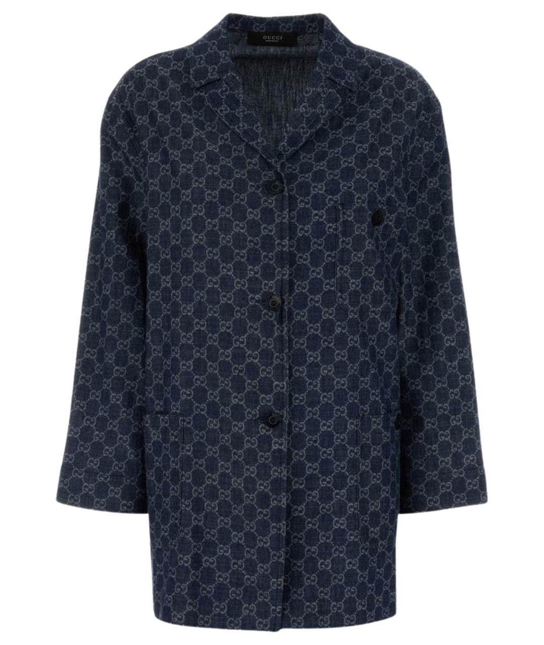 GUCCI Темно-синяя хлопковая куртка, фото 1