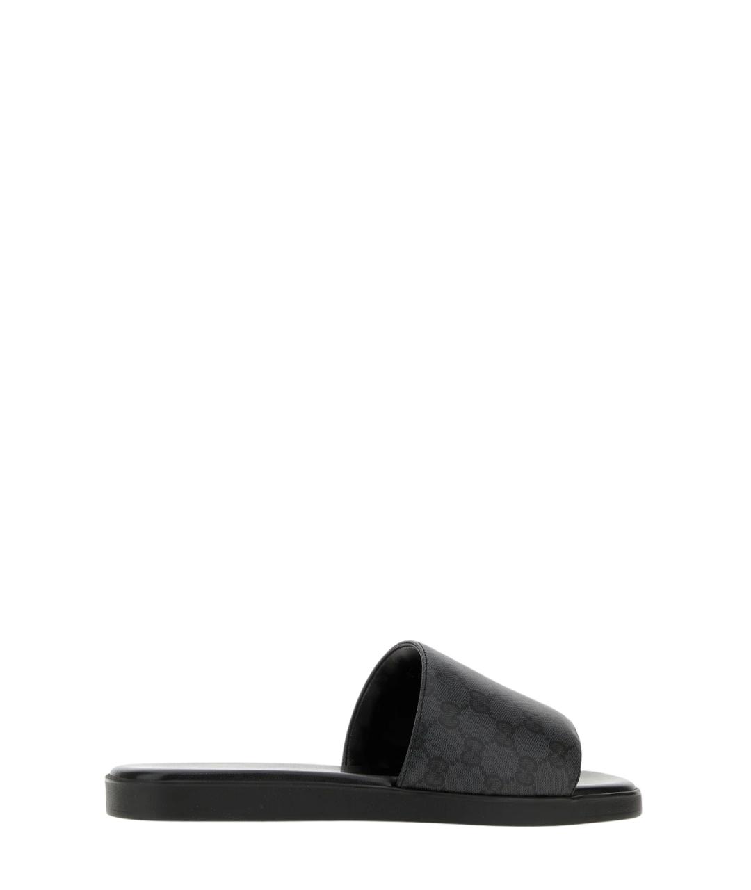 GUCCI Черные резиновые шлепанцы, фото 3