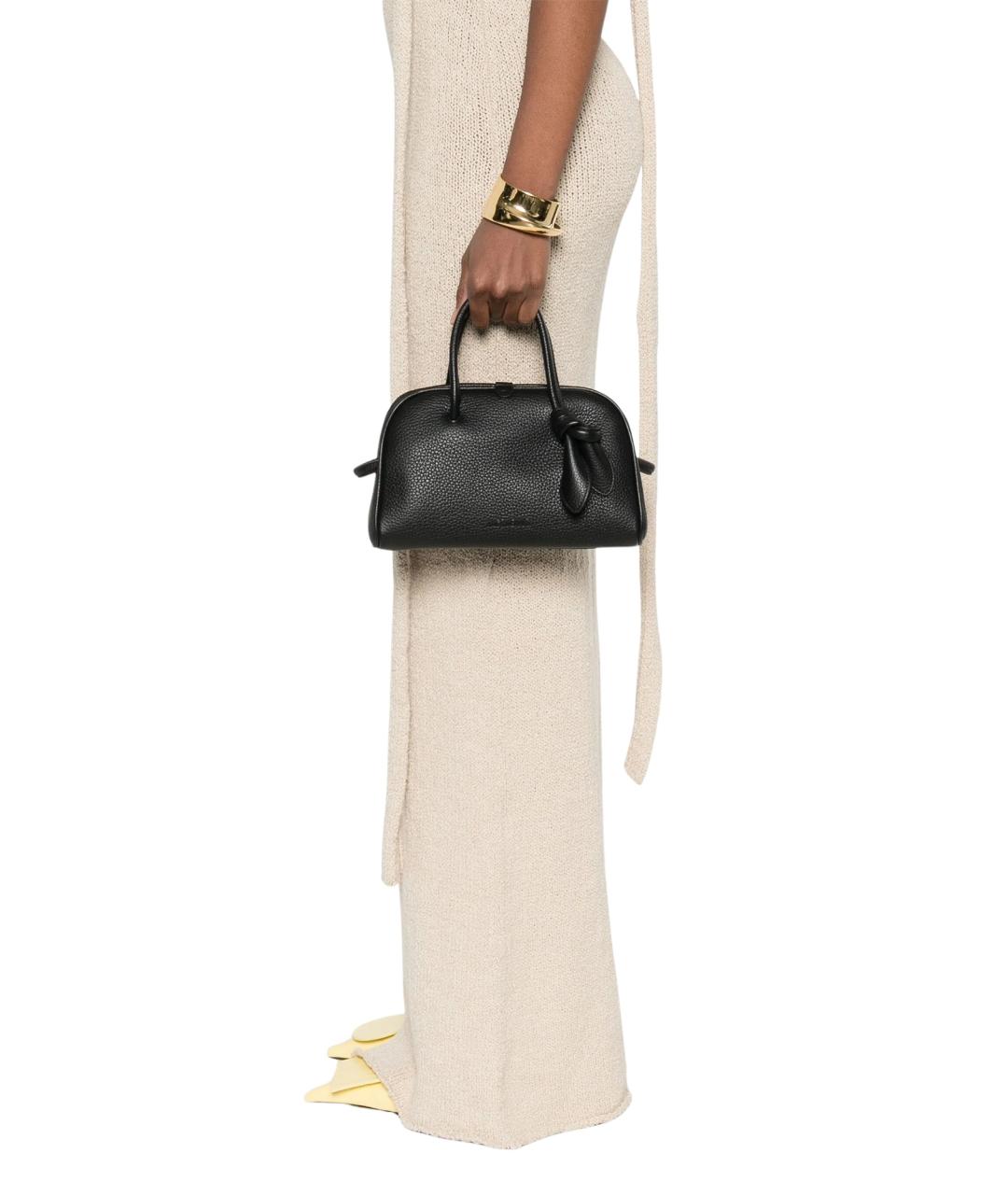 JACQUEMUS Черная кожаная сумка тоут, фото 5