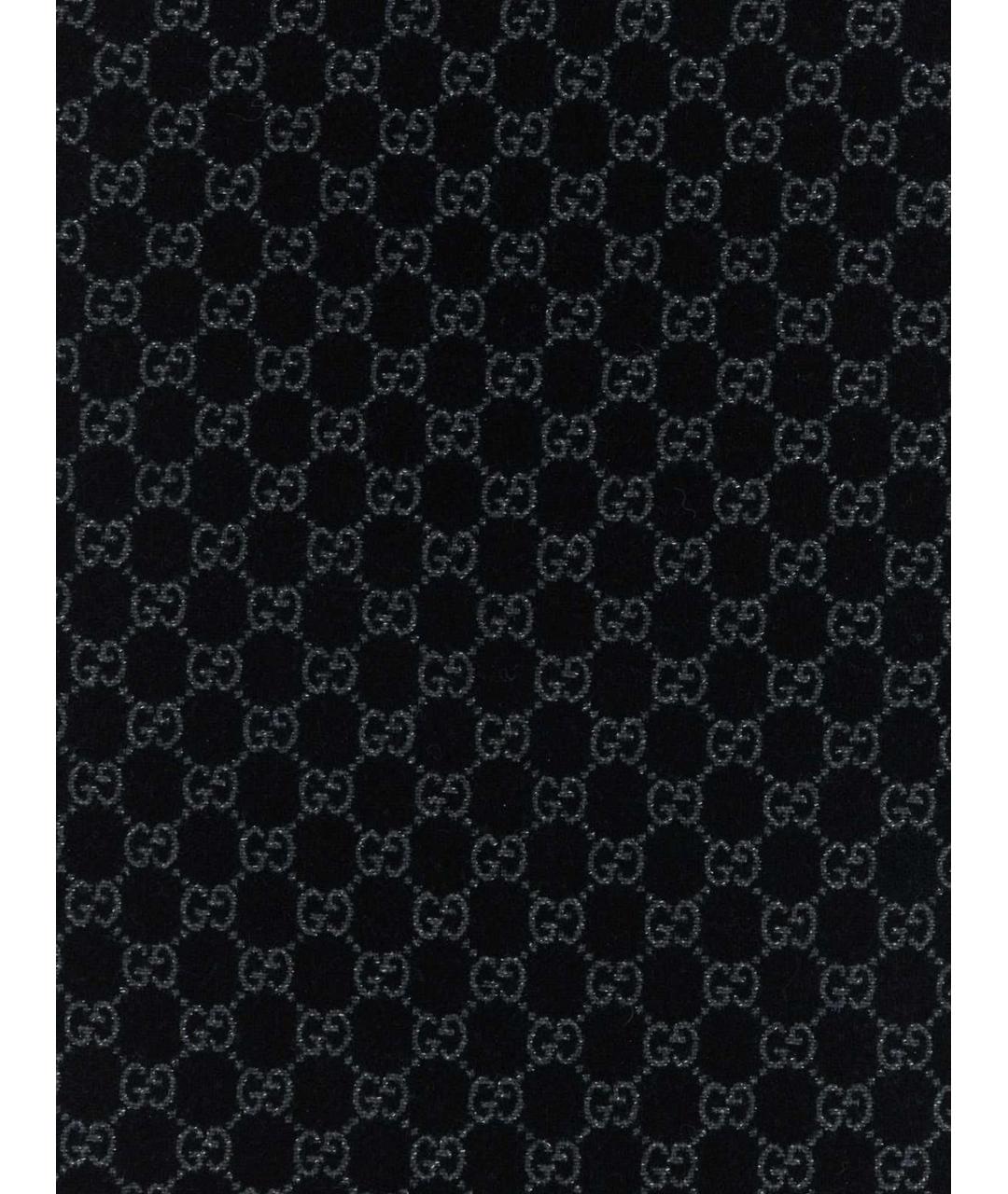 GUCCI Черный шерстяной шарф, фото 2