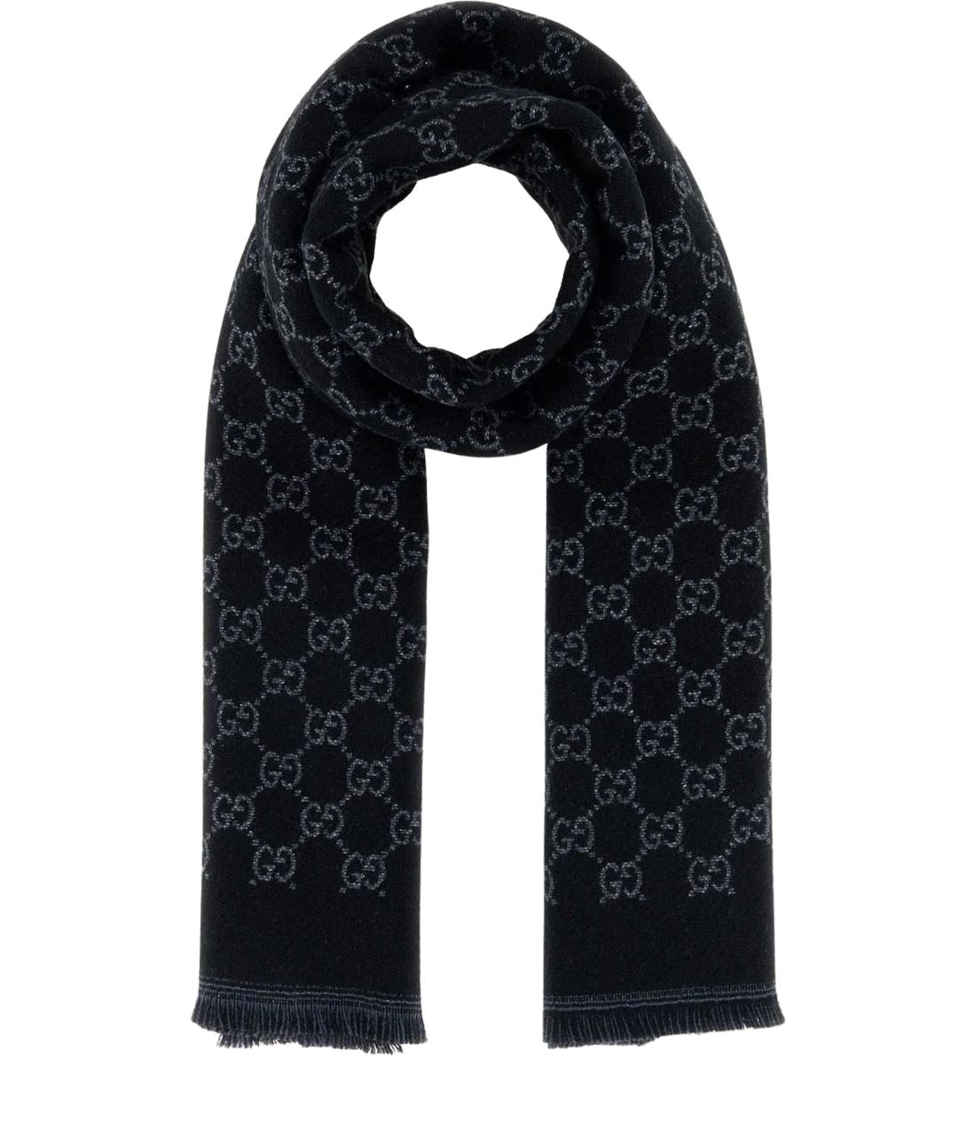 GUCCI Черный шерстяной шарф, фото 1