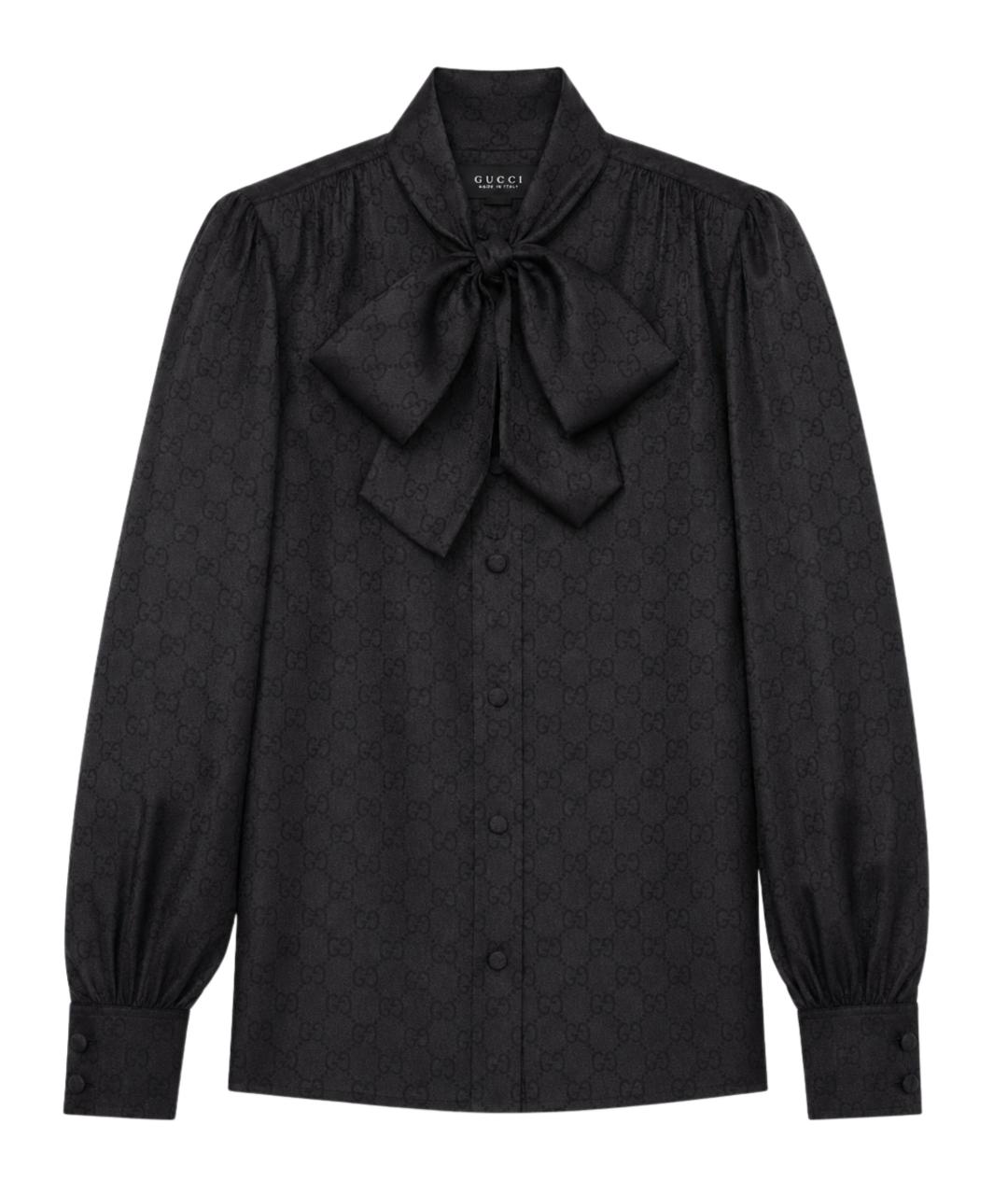 GUCCI Черная шелковая рубашка, фото 1