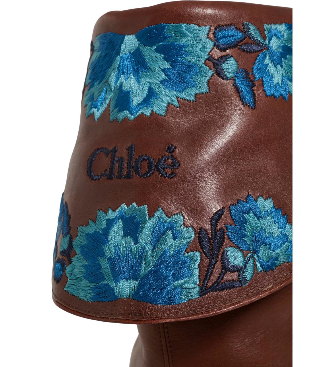 CHLOE Коричневые кожаные ботфорты, фото 4