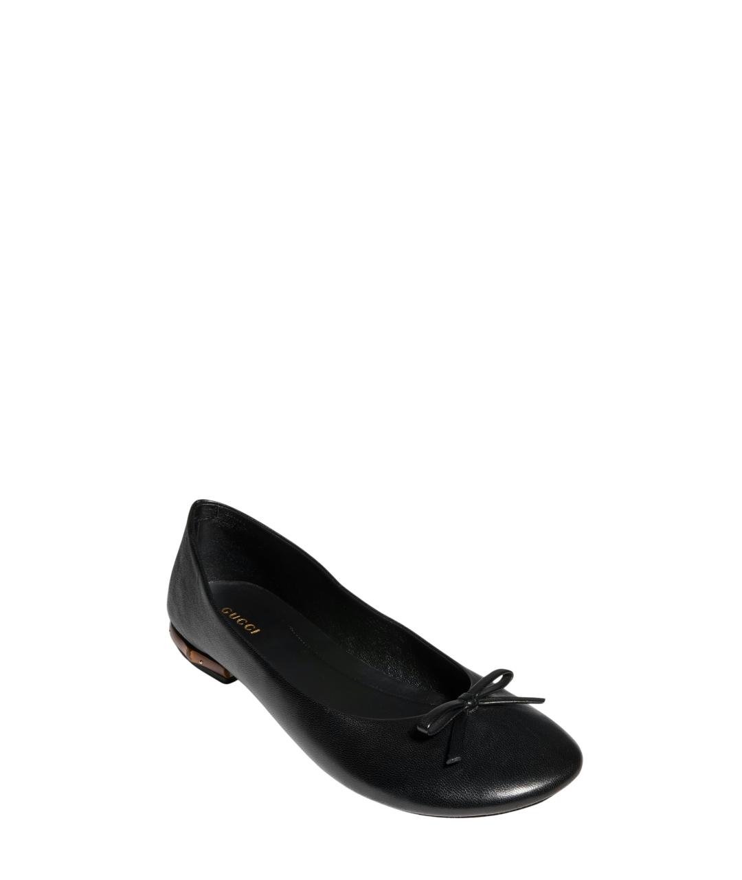 GUCCI Черные кожаные балетки, фото 2