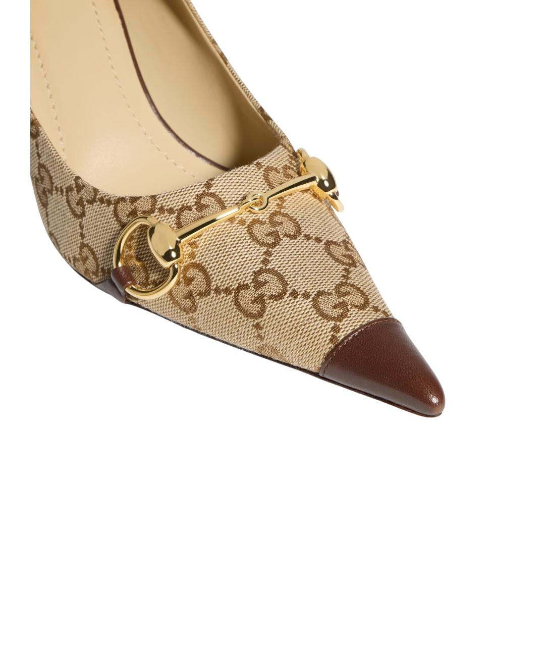 GUCCI Бежевые текстильные туфли, фото 4