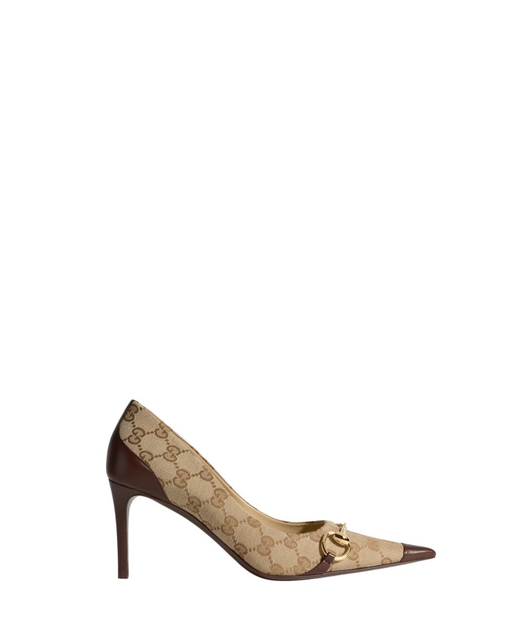 GUCCI Бежевые текстильные туфли, фото 5