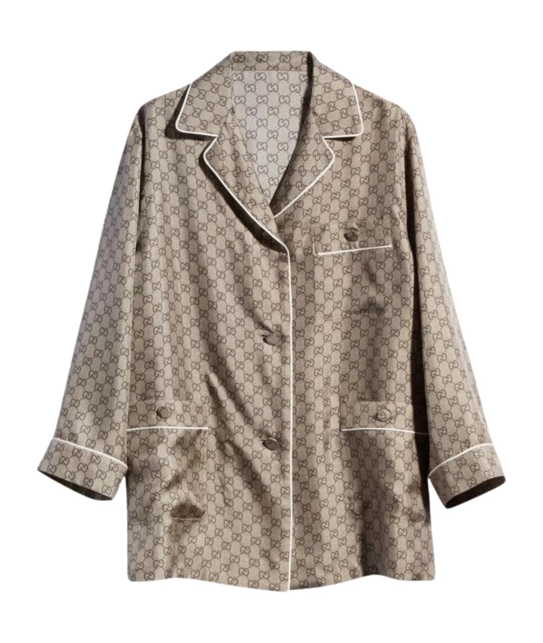 GUCCI Бежевая вискозная рубашка, фото 1