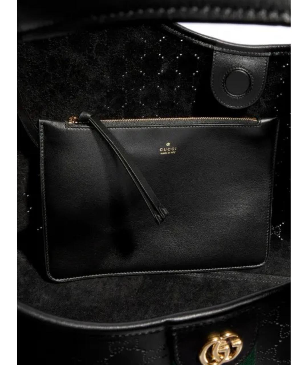 GUCCI Черная кожаная сумка тоут, фото 4