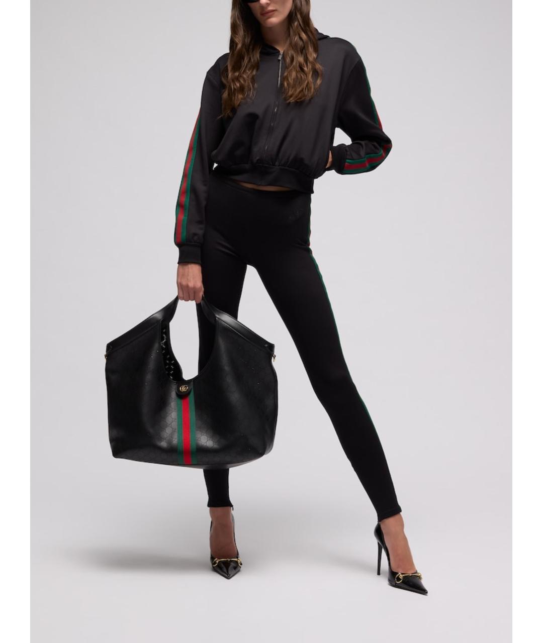 GUCCI Черная кожаная сумка тоут, фото 5