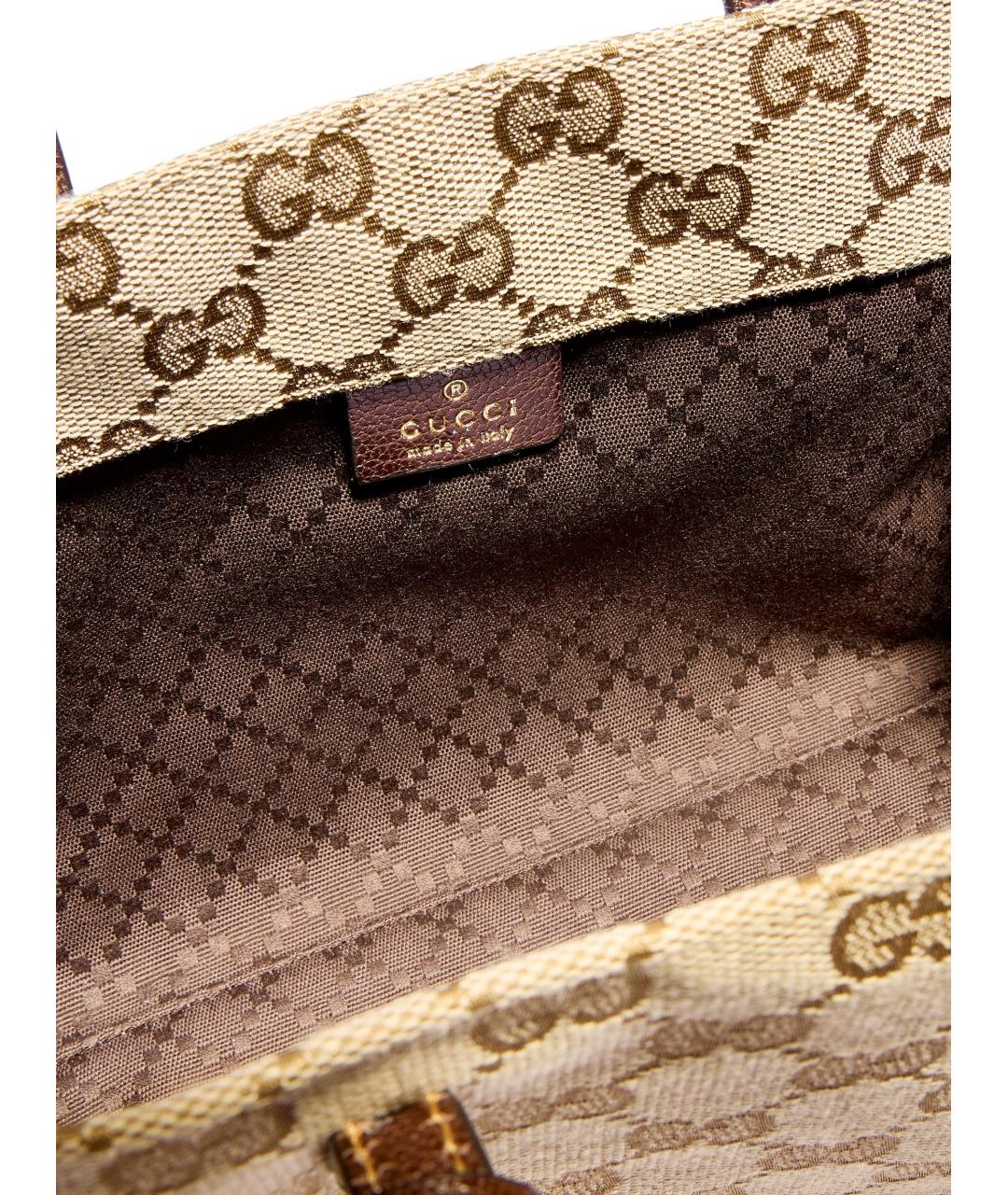 GUCCI Бежевая сумка тоут из канвы, фото 4