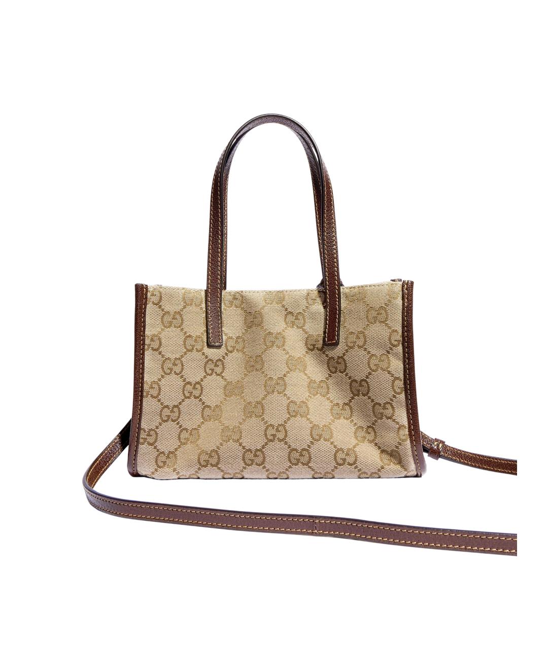 GUCCI Бежевая сумка тоут из канвы, фото 3