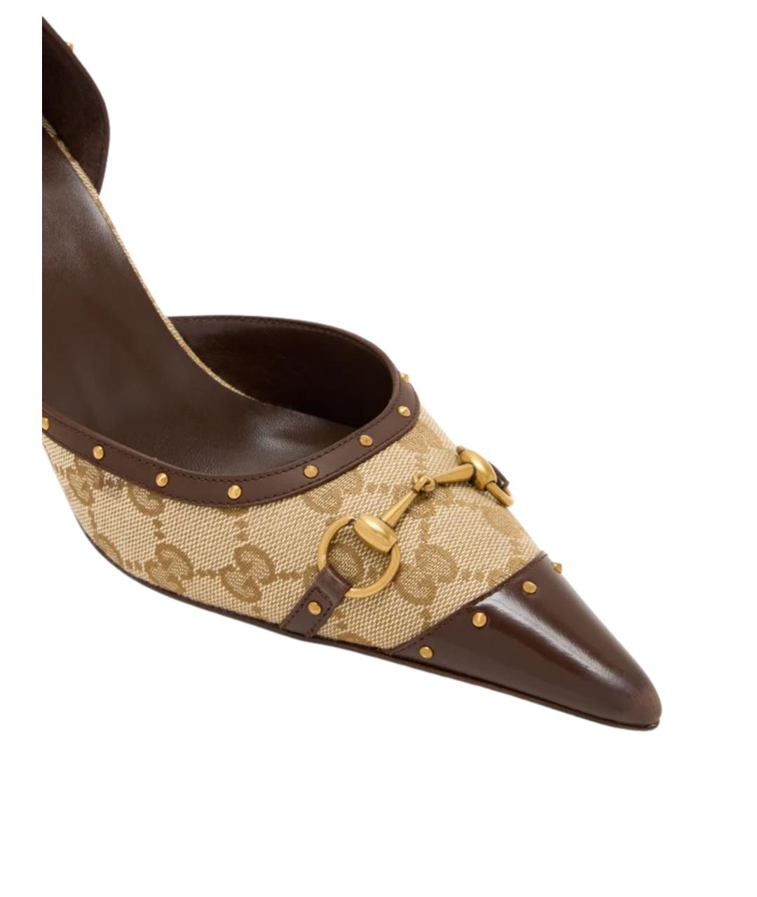 GUCCI Бежевые текстильные туфли, фото 4