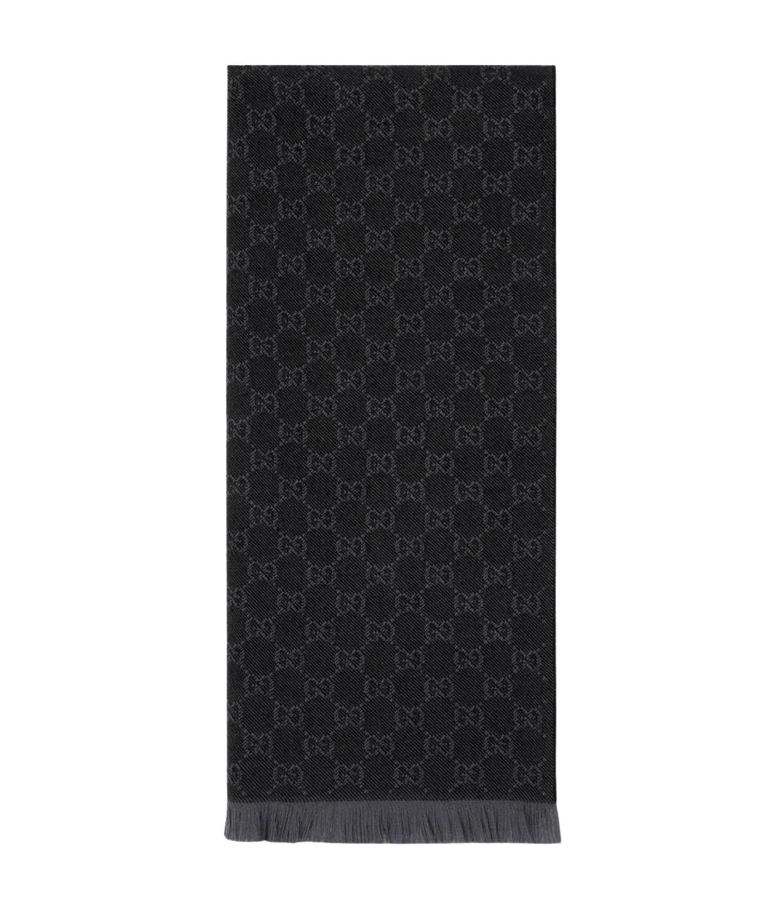 GUCCI Черный шерстяной шарф, фото 1